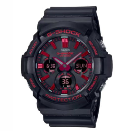 Casio G-Shock Ignite Red Series GAS-100BNR-1A Black Resin Band Men Sports Watch